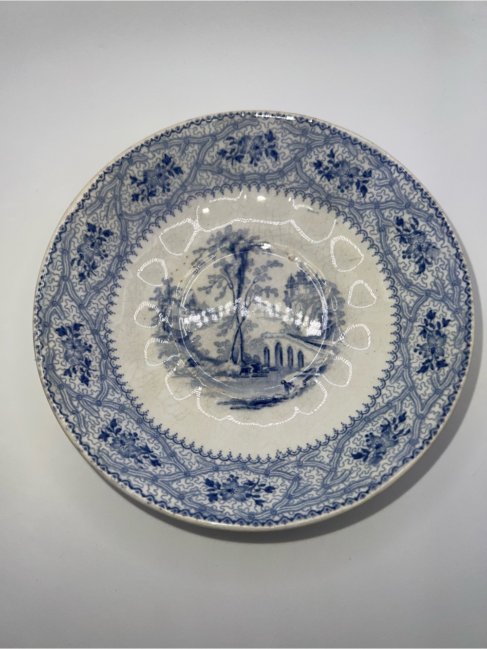 Wedgwood Blue and White Transferware Scenic Plate